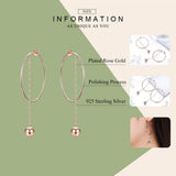 925 Silver Circle Rose Line Drop Earrings Women Silver Jewelry