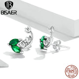 925 Silver Lily Valley Stud Earring Green Zircon Wedding Jewelry