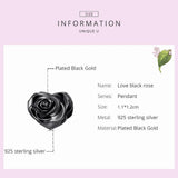 Vintage 925 Silver Love Rose Heart Charm Pendant for DIY Bracelet EFC579