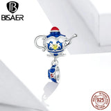 Sterling Silver CZ Teapot Charm Pendant for DIY Jewelry