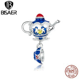 Sterling Silver CZ Teapot Charm Pendant for DIY Jewelry