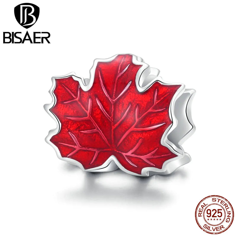 Maple Leaves Beads 925 Sterling Silver Autumn Romantic Charms