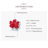 Maple Leaves Beads 925 Sterling Silver Autumn Romantic Charms