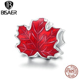 Maple Leaves Beads 925 Sterling Silver Autumn Romantic Charms