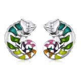 Chameleon Stud Earrings 925 Sterling Silver Animal Delicate Earrings Women
