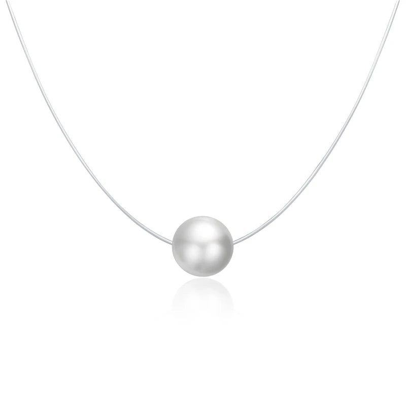 Natural Pearl 925 Silver Mermaid Line Necklace Pearls Charm Jewelry Gift