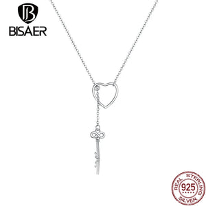 925 Silver Heart Pendant Love Link Chain Necklace for Women