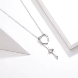 925 Silver Heart Pendant Love Link Chain Necklace for Women