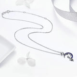 925 Silver Night Fairy Pendant Moon Link Chain Women Jewelry Gift