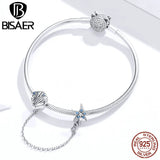 Starfish & Shell Safety Chain 925 Silver Charm For Bracelet