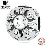 925 Sterling Silver Zircon Sun Charm Bracelet DIY Retro Bead