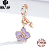 Phalaenopsis Flower Charms 925 Sterling Silver Bead Pendant DIY Jewelry