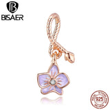 Phalaenopsis Flower Charms 925 Sterling Silver Bead Pendant DIY Jewelry