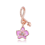 Phalaenopsis Flower Charms 925 Sterling Silver Bead Pendant DIY Jewelry