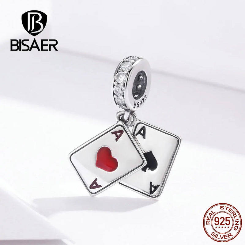 925 Silver Poker Love Pendant Ace Charms DIY Jewelry