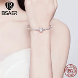 925 Sterling Silver Round Clasp Bracelet for Women