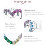 Sterling Silver Rainbow Heart Stud Earrings Colorful Zircon Jewelry