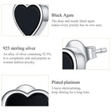 925 Sterling Silver Heart Stud Earrings Agate Small Earrings Wedding Jewelry