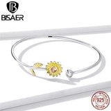 925 Silver Daisy Flower Zircon Bracelet Adjustable Women Fine Jewelry