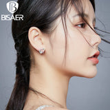 925 Silver Sloth Heart Stud Earrings Rainbow Zircon Women's Animal Earring