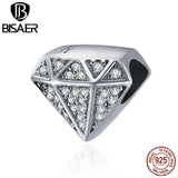 925 Silver Geometric Charm Beads Zircon Bracelet Jewelry