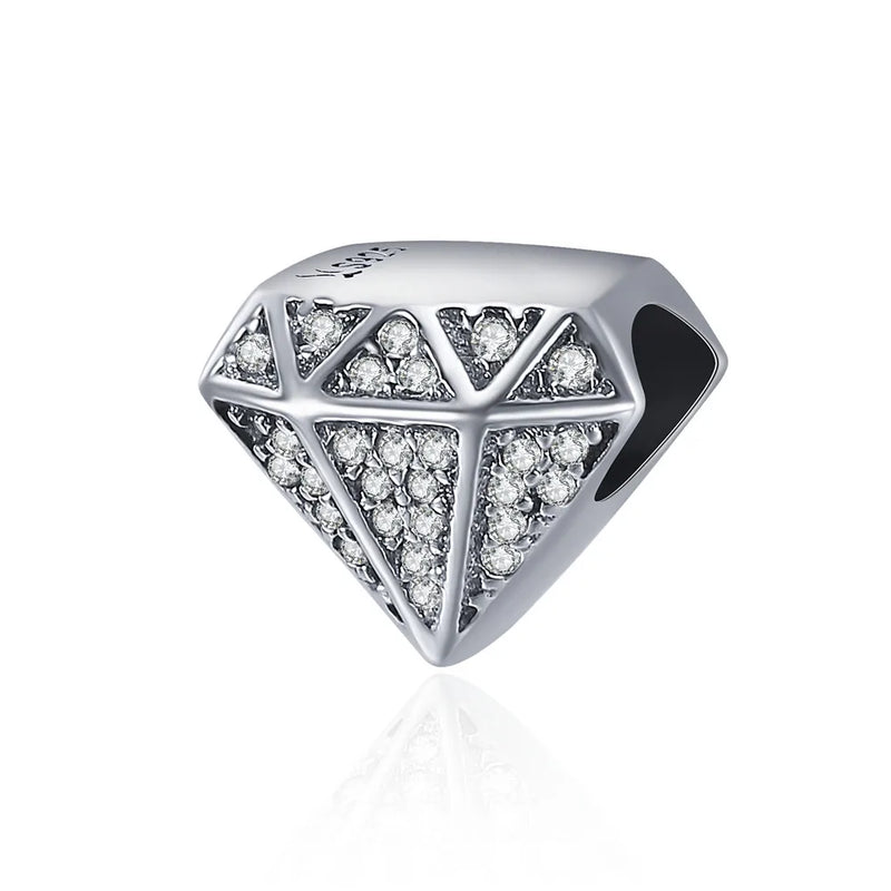 925 Silver Geometric Charm Beads Zircon Bracelet Jewelry