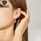 925 Silver Green Glaze Stud Earrings Platinum Plated Women Fine Jewelry