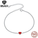 925 Sterling Silver Red Enamel Bracelet Adjustable Chain Link Wedding Jewelry