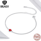 925 Sterling Silver Red Enamel Bracelet Adjustable Chain Link Wedding Jewelry