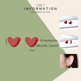 925 Silver Heartbeat Stud Earrings for Women Party Wedding
