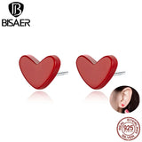 925 Silver Heartbeat Stud Earrings for Women Party Wedding