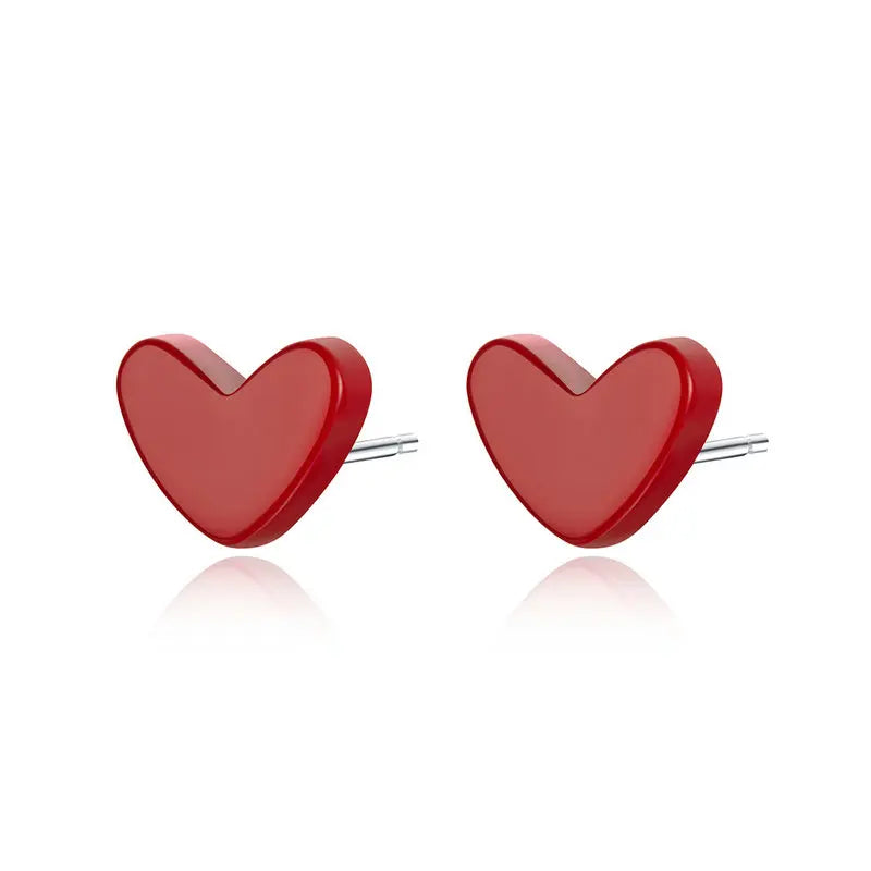 925 Silver Heartbeat Stud Earrings for Women Party Wedding