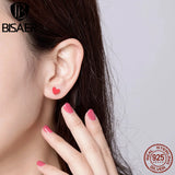 925 Silver Heartbeat Stud Earrings for Women Party Wedding