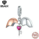 925 Silver Lock Key Heart Pendant Charms DIY Jewelry ECC844