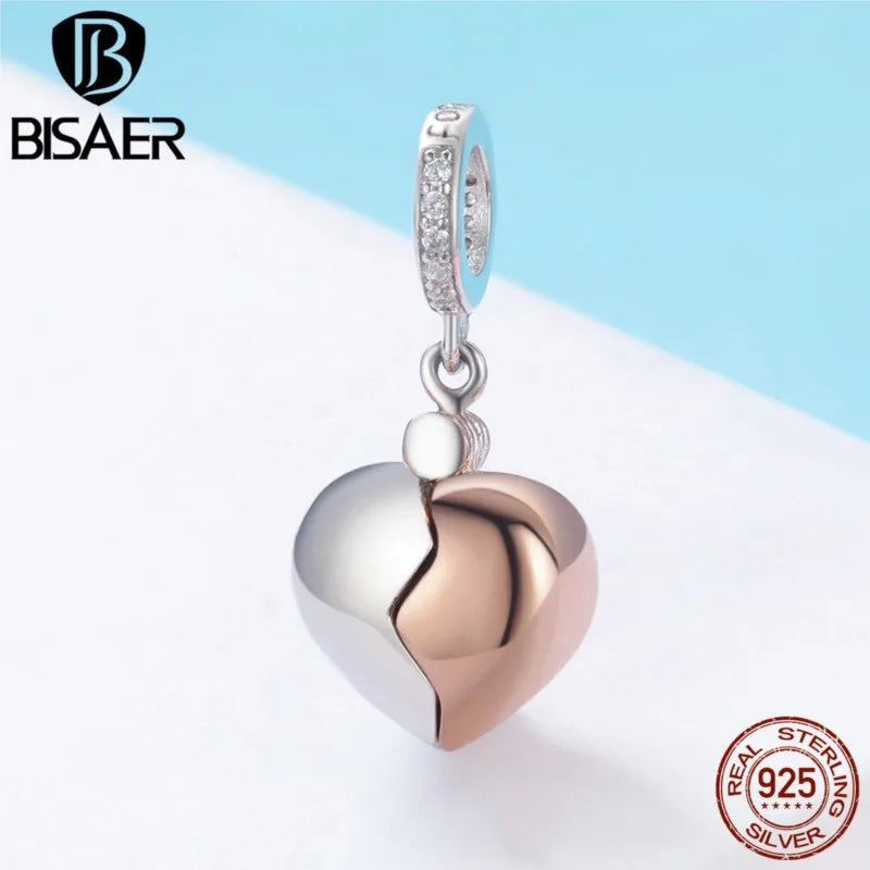 925 Silver Lock Key Heart Pendant Charms DIY Jewelry ECC844
