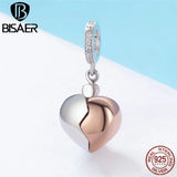925 Silver Lock Key Heart Pendant Charms DIY Jewelry ECC844