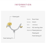 Sterling Silver Yellow Rose Enamel Charm Pendant