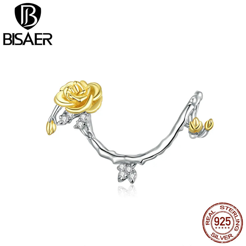 Sterling Silver Yellow Rose Enamel Charm Pendant