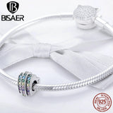 Rainbow Heart Radiant Spacer 925 Silver Charms Beads for Bracelets Necklaces