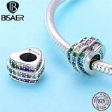 Rainbow Heart Radiant Spacer 925 Silver Charms Beads for Bracelets Necklaces