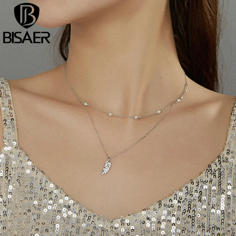 Sterling Silver Wheat Ears Necklace Shell Pearl Pendant