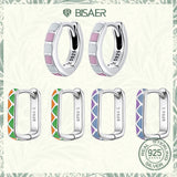 925 Silver Pink Check Ear Buckle for Women Party