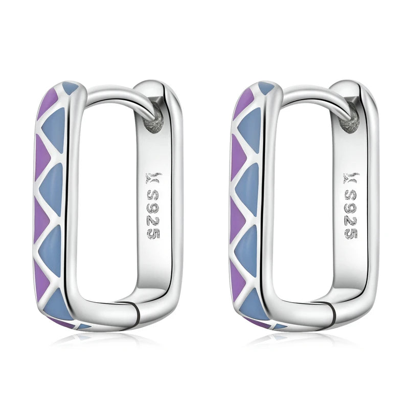 925 Silver Pink Check Ear Buckle for Women Party