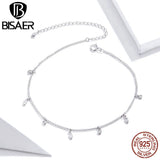 925 Silver Zircon Tassel Anklets for Women ECT018