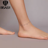 925 Silver Zircon Tassel Anklets for Women ECT018