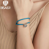 925 Silver Heart Lock Chain Bracelet Women