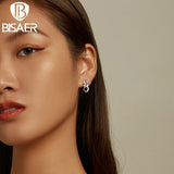 925 Sterling Double Ring Chain Colorful Zircons Stud Earrings For Women