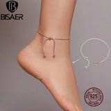 925 Sterling Silver Adjustable Foot Chain Anklet For Women ECT016