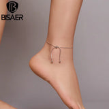 925 Sterling Silver Adjustable Foot Chain Anklet For Women ECT016