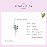 925 Sterling Silver Tulip Flower Charm Bead Pendant